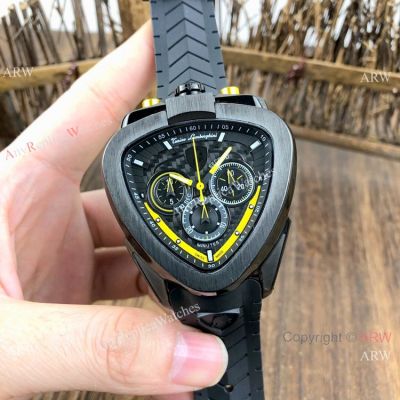 Solid Black Lamborghini Spyder Chronograph Watches 43mm